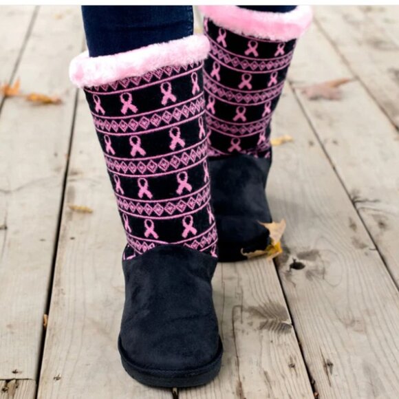 Pink Ribbon Knit Boots from The Animal Rescue Site Greater Good Store - Size 8 - Picture 2 of 3